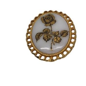 Vintage Oval Rose Brooch Pin